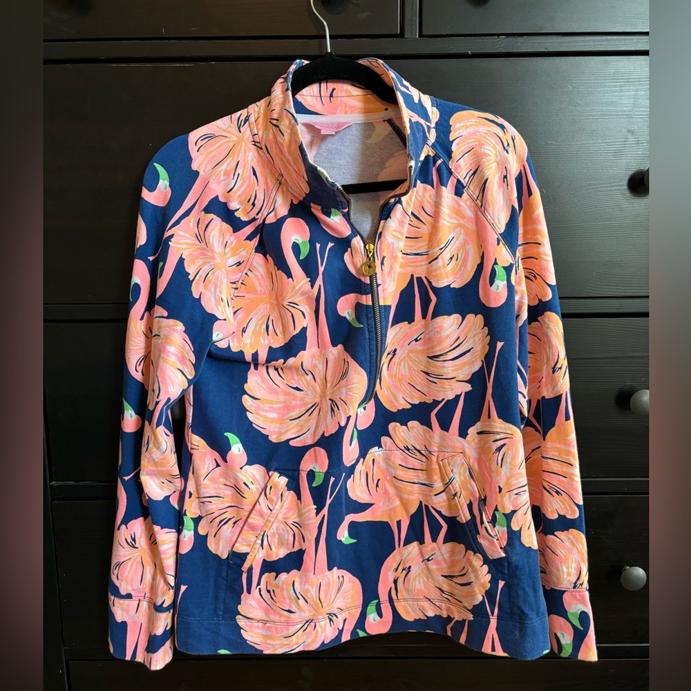 Lilly Pulitzer Skipper Popover, Size M, Flamingo Print